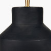 Inna Black Urn Terracotta Table Lamp Base with Lino 35cm White Self Lined Linen Drum Lampshade