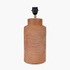 Sierra Natural Tall Ribbed Terracotta Table Lamp Base with Henry 35cm White Handloom Cylinder Lampshade