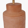 Sierra Natural Tall Ribbed Terracotta Table Lamp Base with Henry 35cm White Handloom Cylinder Lampshade