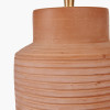 Sierra Natural Tall Ribbed Terracotta Table Lamp Base with Henry 35cm White Handloom Cylinder Lampshade