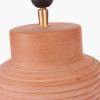 Sierra Natural Tall Ribbed Terracotta Table Lamp Base with Lino 35cm Black Self Lined Linen Drum Lampshade