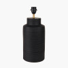 Sierra Black Tall Ribbed Terracotta Table Lamp Base with Lino 35cm White Self Lined Linen Drum Lampshade