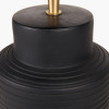 Sierra Black Tall Ribbed Terracotta Table Lamp Base with Lino 35cm White Self Lined Linen Drum Lampshade