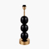 Sofia Black and Gold Enamel 3 Ball Table Lamp Base with Harry 35cm Black Poly Cotton Cylinder Drum Lampshade