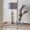 Sofia Sage and Silver Enamel 3 Ball Table Lamp Base with Harry 35cm Steel Grey Poly Cotton Cylinder Lampshade