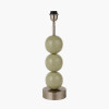 Sofia Sage and Silver Enamel 3 Ball Table Lamp Base with Edward 35cm Pistachio Green Linen Cylinder Lampshade