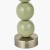 Sofia Sage and Silver Enamel 3 Ball Table Lamp Base with Edward 35cm Pistachio Green Linen Cylinder Lampshade