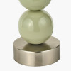 Sofia Sage and Silver Enamel 3 Ball Table Lamp Base with Edward 35cm Pistachio Green Linen Cylinder Lampshade