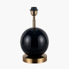 Sofia Black and Gold Enamel Table Lamp Base with Stellan 35cm Black Slubbed  Faux silk Gold Lined Cylinder Lampshade