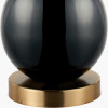 Sofia Black and Gold Enamel Table Lamp Base with Stellan 35cm Black Slubbed  Faux silk Gold Lined Cylinder Lampshade