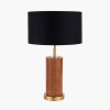 Laurence Tan Leather and Brass Cylindrical Table Lamp Base