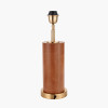 Laurence Tan Leather and Brass Cylindrical Table Lamp Base