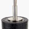 Laurence Black Croc Leather and Silver Cylindrical Table Lamp Base with Henry 35cm White Handloom Cylinder Lampshade