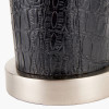 Laurence Black Croc Leather and Silver Cylindrical Table Lamp Base with Henry 35cm White Handloom Cylinder Lampshade