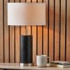 Laurence Black Croc Leather and Silver Cylindrical Table Lamp Base with Henry 35cm White Handloom Cylinder Lampshade