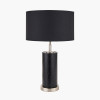 Laurence Black Croc Leather and Silver Cylindrical Table Lamp Base