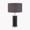 Laurence Black Croc Leather and Silver Cylindrical Table Lamp Base