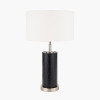 Laurence Black Croc Leather and Silver Cylindrical Table Lamp Base