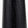 Laurence Black Croc Leather and Silver Table Lamp Base with Henry 40cm White Handloom Cylinder Lampshade