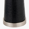 Laurence Black Croc Leather and Silver Table Lamp Base with Henry 40cm White Handloom Cylinder Lampshade