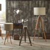 Hereford Grey Wood and Silver Metal Film Tripod Floor Lamp