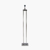 Langston Nickel Metal Column Floor Lamp Base with Lino 45cm Grey Self Lined Linen Cylinder Lampshade