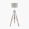 Port Nickel and Wood Tripod Floor Lamp Base