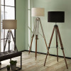 Port Nickel and Wood Tripod Floor Lamp Base