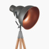 Larkin Grey Metal and Natural Wood Tripod Floor Film Light