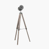 Bullseye Grey Metal and Antique Wood Tripod Marine Floor Lamp