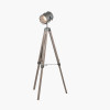 Bullseye Grey Metal and Antique Wood Tripod Marine Floor Lamp