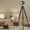 Bullseye Grey Metal and Antique Wood Tripod Marine Floor Lamp