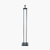 Langston Matt Black Metal Column Floor Lamp Base with Lino 45cm White Self Lined Linen Cylinder Lampshade