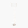 Almas Silver Metal Floor Lamp Base with Henry 45cm White Handloom Cylinder Lampshade