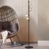 Blair Smoke Glass Ball and Black Metal Floor Lamp