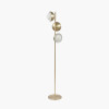 Estelle Brushed Brass Metal and White Orb Dome Floor Lamp