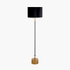 Antoine Black Croc and Antique Brass Metal Floor Lamp Base