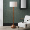 Toma Oiled Wood Tall Neck Floor Lamp Base with Lino 45cm White Self Lined Linen Cylinder Lampshade