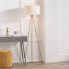 Houston Brushed Brass Metal Tripod Floor Lamp