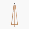 Whitby Natural Wood Tapered 4 Post Floor Lamp Base with Edward 45cm Natural Linen Cylinder Lampshade