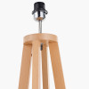 Whitby Natural Wood Tapered 4 Post Floor Lamp Base with Lino 45cm White Self Lined Linen Cylinder Lampshade