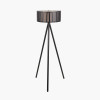 Rabanne Slatted Black Wood Tripod Floor Lamp