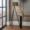 Rabanne Slatted Black Wood Tripod Floor Lamp