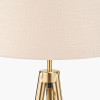 Vali Gold Metal and Brown Wood Grain Tripod Floor Lamp