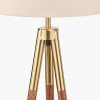 Vali Gold Metal and Brown Wood Grain Tripod Floor Lamp