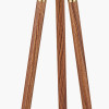 Vali Gold Metal and Brown Wood Grain Tripod Floor Lamp