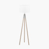 Vali Silver Metal and Grey Wood Grain Tripod Floor Lamp