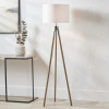 Vali Silver Metal and Grey Wood Grain Tripod Floor Lamp