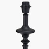 Emilio Matt Black Candlestick Floor Lamp Base with Henry 45cm White Handloom Cylinder Lampshade