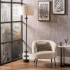 Emilio Matt Black Candlestick Floor Lamp Base with Henry 45cm White Handloom Cylinder Lampshade